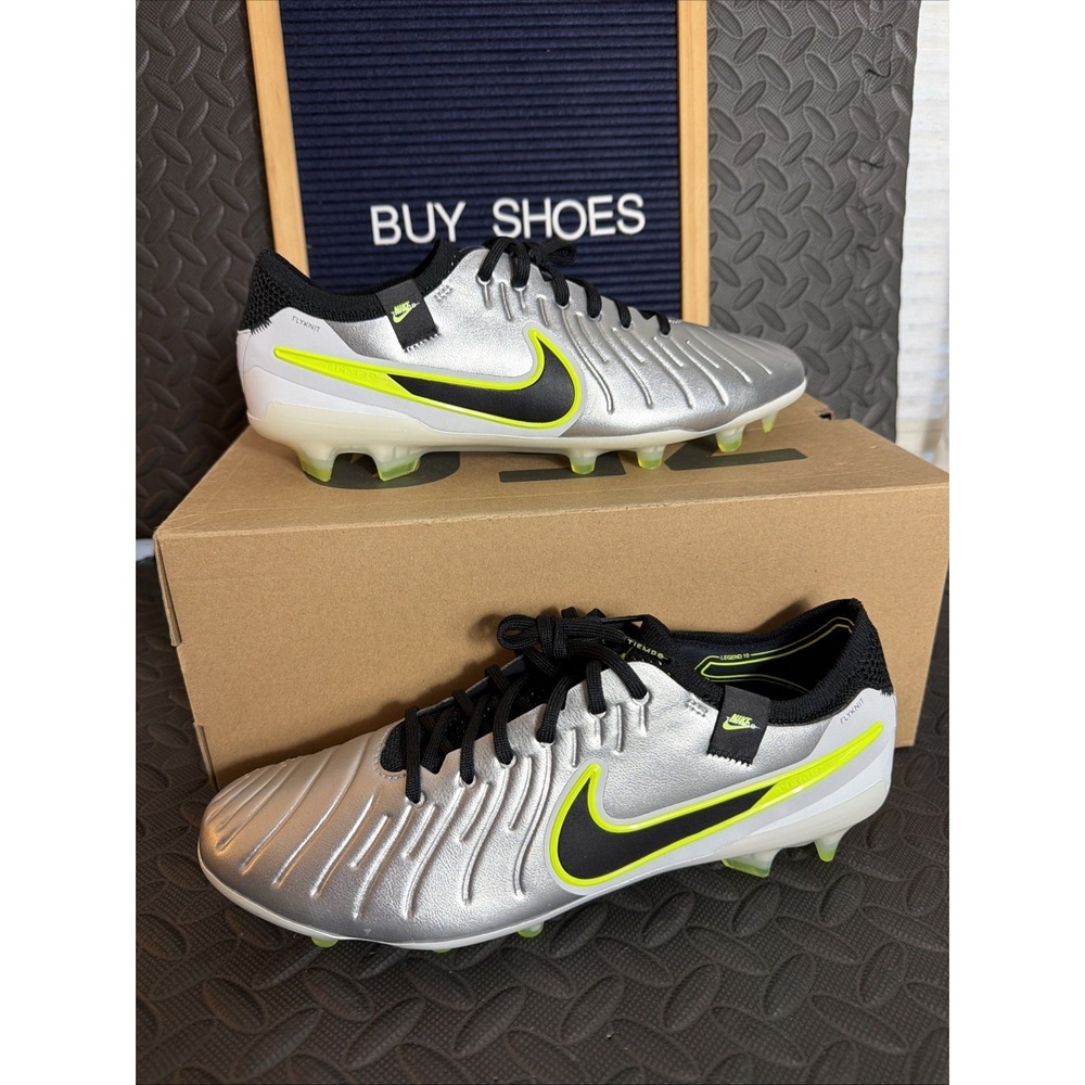 Nike Legend 10 Elite FG Pro Soccer Cleats Metallic Silver HF8980-001 Size 10